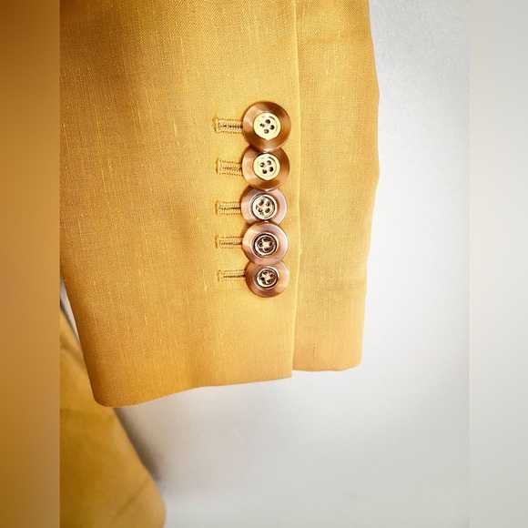 Veronica Beard Nisha Boyfriend Blazer Jacket Double Breasted Yellow Size O EUC - Picture 5 of 6